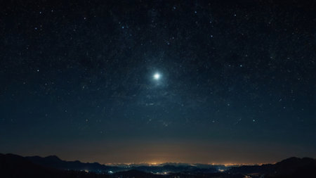 Night sky with stars and milky way over the mountains. Long exposure.