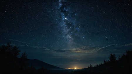 Milky way and stars in the night sky. Elements of this image furnished by NASA