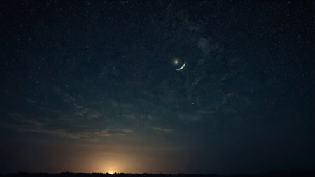 Night sky with stars and the moon. The starry sky.