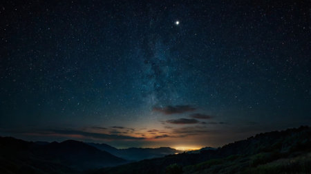 Milky way over the mountains in the summer. Starry sky.