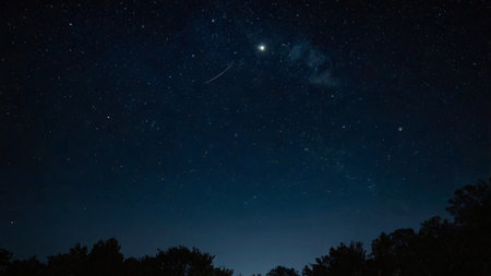 Night sky with stars and milky way. Long exposure photograph.の写真素材