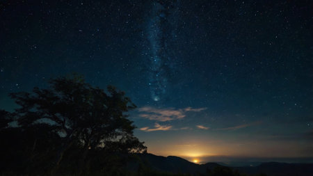 Milky Way over the mountain at Phu Kradueng National Park, Loei, Thailand