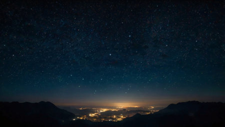 Milky way over the mountains at Doi Luang Chiang Dao, Chiang Mai, Thailandの写真素材