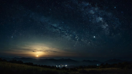 Night sky with stars and milky way.の写真素材