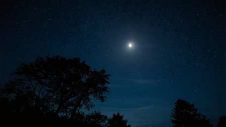 Night sky with stars and the moon in the starry sky.