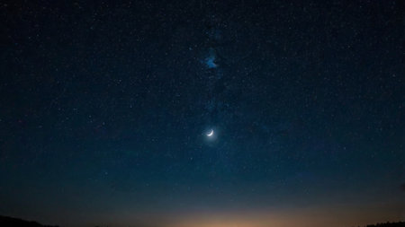 Night sky with stars and milky way. Beautiful starry skyの写真素材