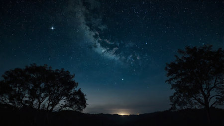Milky Way over the mountain at Phu Kradueng National Park, Loei, Thailand