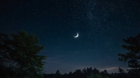 Night sky with stars and moon. Night sky with stars and milky wayの写真素材