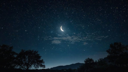 Night sky with stars and the moon. The stars in the night sky.