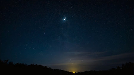 Night sky with stars and milky way. Night sky with stars and moon