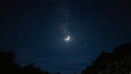 Night sky with stars and moon. Night sky with stars and moon.の写真素材