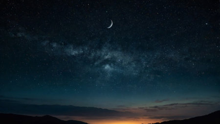 Night sky with stars and milky way. Night sky with stars and moon