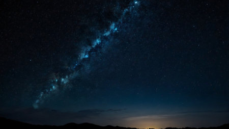 Milky way and stars in the night sky. Long exposure photograph.の写真素材