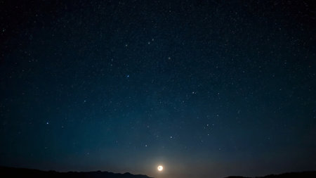 Night sky with stars and milky way. Long exposure photograph.の写真素材