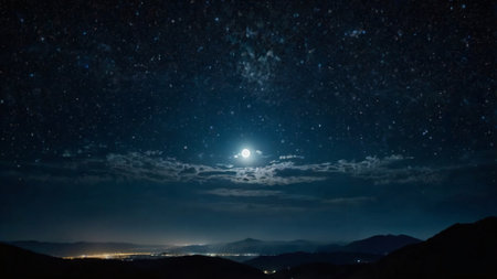 Night sky with stars and moon.の写真素材