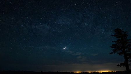 Night sky with stars and milky way. Night sky with stars and moonの写真素材