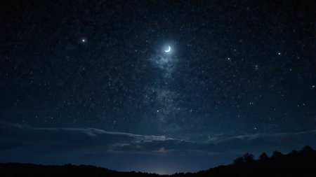Night sky with stars and the moon.