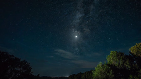 Milky way and star in the night sky. Long exposure photograph.の写真素材