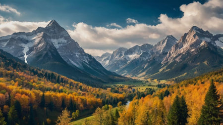 panoramic view of the alps in autumn, switzerlandの写真素材