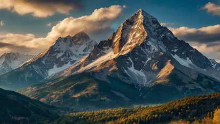 Panoramic view of Matterhorn peak in the Swiss alpsの写真素材