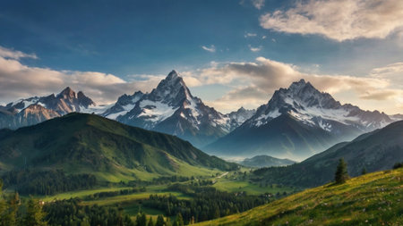 Panoramic view of the Matterhorn mountain range in Switzerland.の写真素材