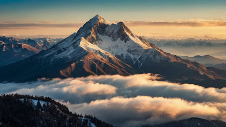 Matterhorn in the clouds. View from Zermatt, Switzerlandの写真素材