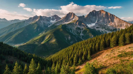 panoramic view of the mountains in the Ukrainian Carpathians