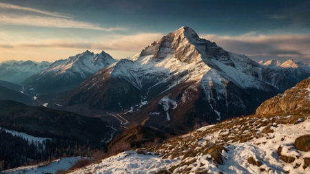 Panoramic view of mount Matterhorn in Zermatt, Switzerlandの写真素材