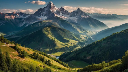Panoramic view of the mountains, Italy.の写真素材