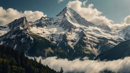 Mountains in the clouds. Jungfraujoch, Switzerland