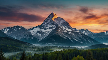 Matterhorn at sunrise, view from Zermatt, Switzerland