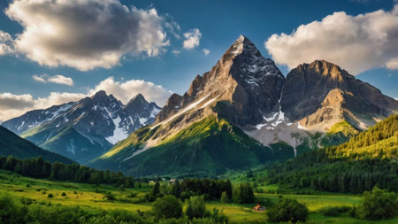Fantastic panoramic view of the mountain range