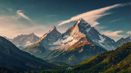 Panoramic view of the Matterhorn peak in Zermatt, Switzerlandの写真素材