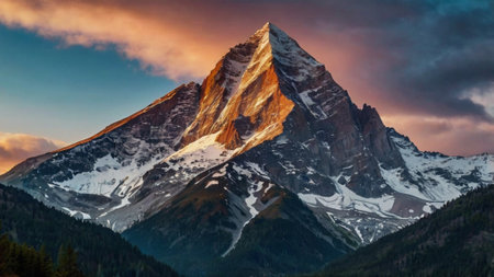 Matterhorn peak at sunrise, Zermatt, Switzerland.