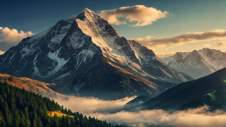 Beautiful morning view of mount Matterhorn. Zermatt, Switzerlandの写真素材