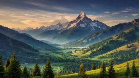 panoramic view of mount Matterhorn in the Alps, Switzerland