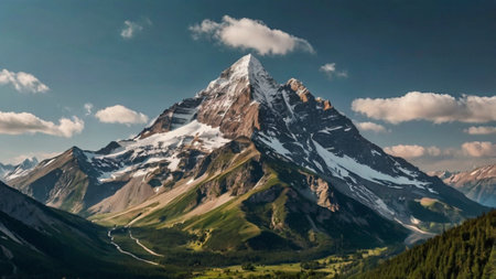 Beautiful panoramic view of Mount Zermatt in Switzerlandの写真素材