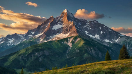 Panoramic view of Matterhorn peak in the Swiss Alps.の写真素材