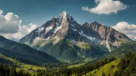 Panoramic view of the mountains in the Swiss Alps, Switzerland