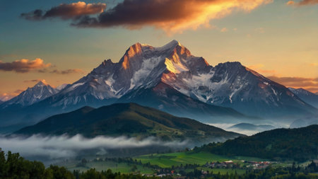 Mountains at sunrise.の写真素材