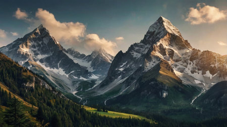 Panoramic view of the Matterhorn peak in Zermatt, Switzerland