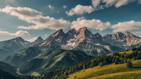 Panoramic view of the mountain rangeの写真素材
