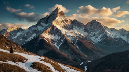 Panoramic view of Mount Matterhorn, Zermatt, Switzerlandの写真素材