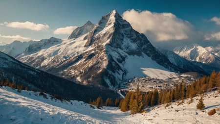 Panoramic view of the Matterhorn peak in Zermatt, Switzerlandの写真素材
