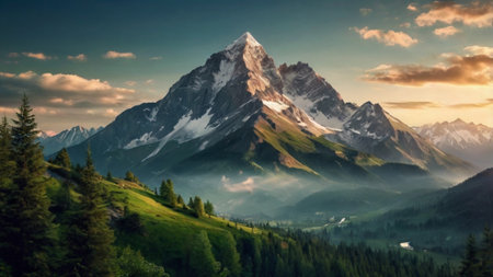 Matterhorn in the Swiss Alps at sunrise. Panorama.の写真素材