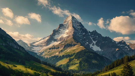 Beautiful panoramic view of mount Matterhorn, Switzerland.の写真素材