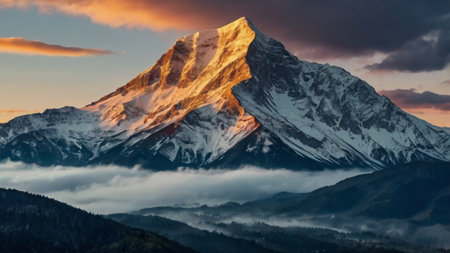 Matterhorn mountain peak at sunriseの写真素材