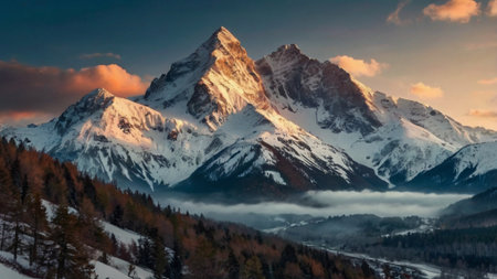Panoramic view of Mount Matterhorn, the highest mountain in the Alps.の写真素材