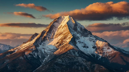 Peak at sunset in Himalayas, Nepal.の写真素材