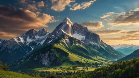 Panoramic view of snow-capped mountains in the Swiss Alps